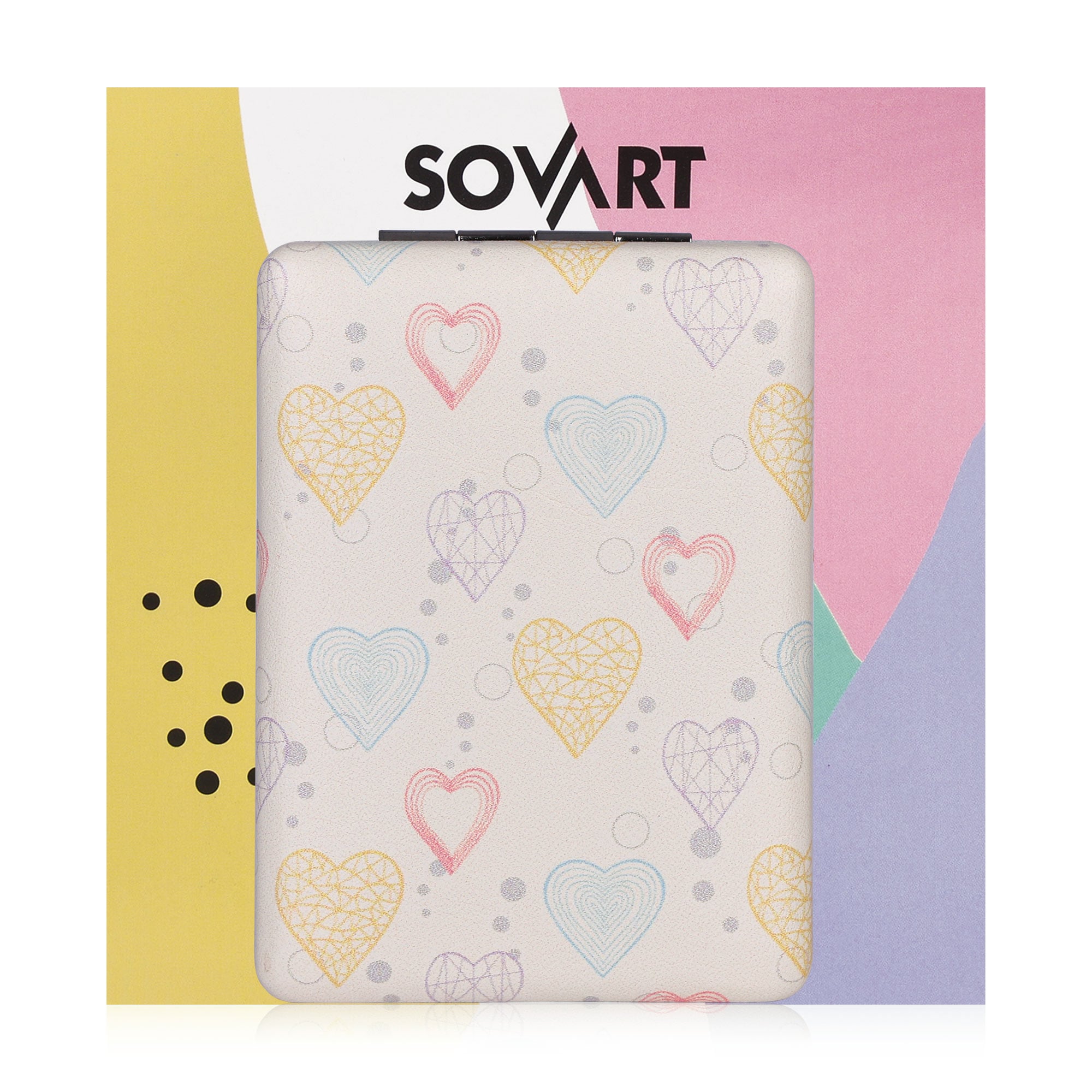 Люстерко Sovart компактне, прямокутне, жовто-блакитні серця , 1 шт